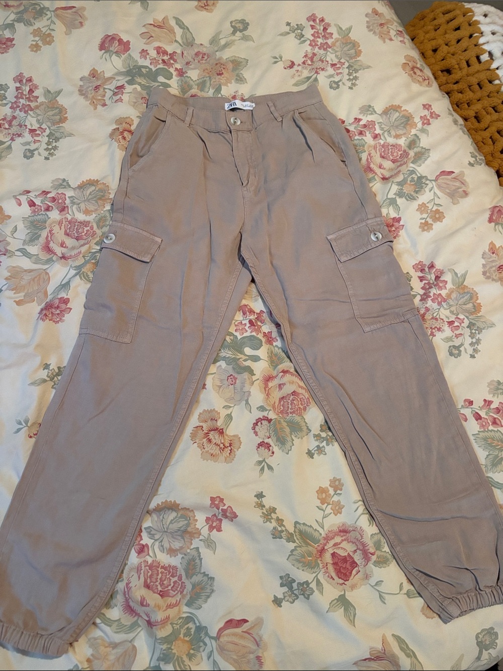 Cargo cotton-linen blend Zara pants